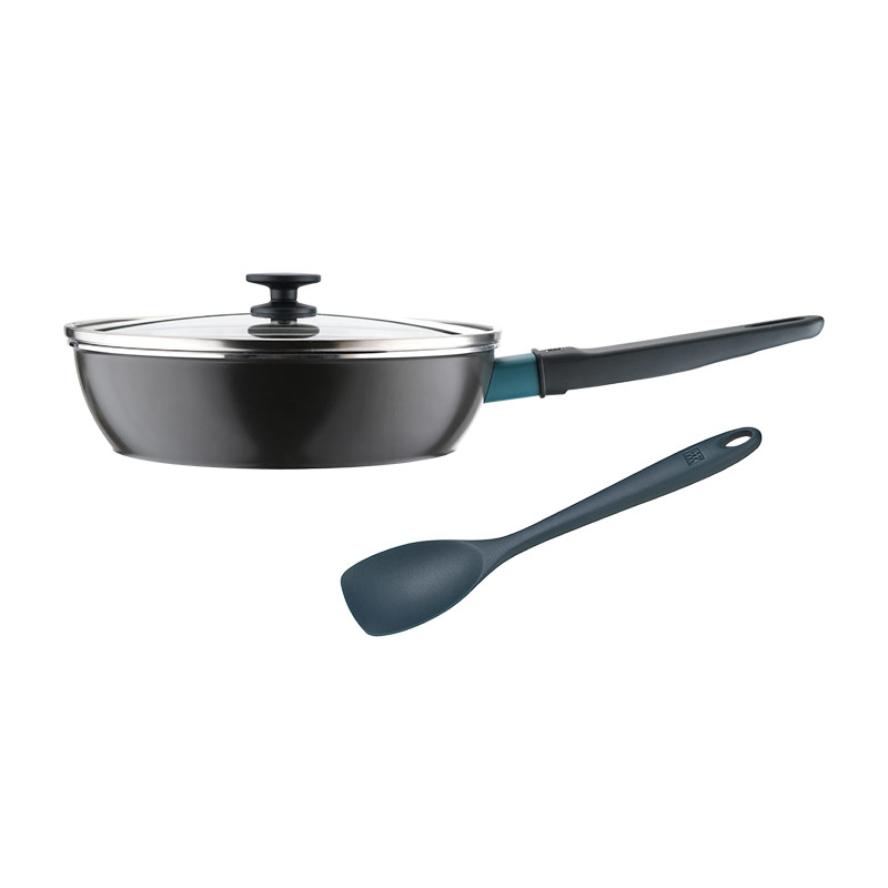 双立人不粘深煎锅附小铲蓝莓色24cm  单位：套 蓝色